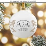 37368 - Gold Foliage Personalized Wedding Photo Ball Ornament 