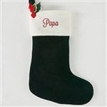 51335 - Embroidered Classic Velvet 21\" Stocking in Dark Green