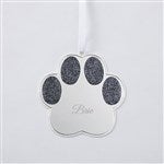 51315 - Engraved Silver Sparkling Pet Paw Ornament