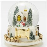 45546 - Engraved Large Colorful Village with Train Snow Globe