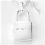 43556 - Engraved Sterling Silver Locket and Key Necklace