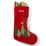 55878 - Embroidered Modern Tree Stocking in Red