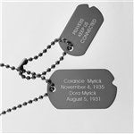 45923 - Engraved Brushed Gunmetal Double Dog Tag Necklace