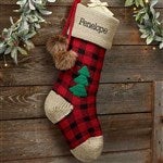 28069 - Buffalo Plaid Personalized Jumbo Knit Christmas Stocking