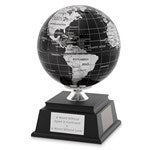 42203 - Engraved Solar Spinning Globe in Black & Silver