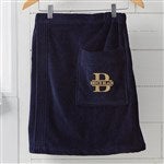 38612 - Lavish Last Name Mens Embroidered Navy Velour Towel Wrap