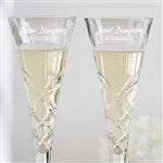 18260 - Reed & Barton Engraved Crystal Champagne Flute Set 