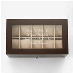 46059 - Engraved Espresso Wooden 20 Slot Watch Box with Drawer