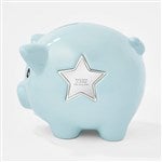 47412 - Engraved Ceramic Piggy Bank in Blue