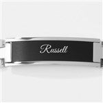 46182 - Engraved Matte Black & Silver ID Bracelet