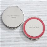 46565 - Engraved Pink and Silver Compact Mirror