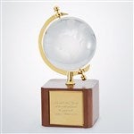 42906 - Engraved Recognition Crystal and Gold Globe Award