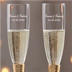 18167 - Gold Hammered Engraved Wedding Champagne Flute Set