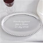 42254 - Engraved Mariposa String of Pearls Oval Tray - 12.5\" x 8\"
