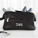 10728 - Personalized Black Leather Toiletry Bag
