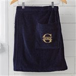 38612 - Lavish Last Name Mens Embroidered Navy Velour Towel Wrap