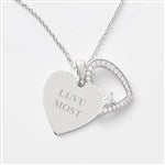 52315 - Engraved Sterling Silver Pave Heart Swing Necklace by Jessie James Decker