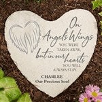 40114 - On Angels Wings Personalized Memorial Heart Garden Stone