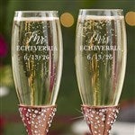 21110 - Radiant Rose Gold Etched Wedding Champagne Flute Set
