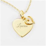 49620 - Engraved Gold Sterling Silver Girls Heart Necklace