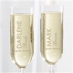 17701 - Luigi Bormioli® Wedding Personalized Modern Champagne Flute Set 