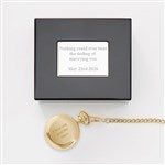 41979 - Engraved Brushed Gold Skeleton Pocket Watch and Box