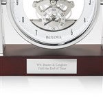 44572 - Engraved Bulova Largo Skeleton Milestone Clock