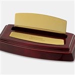 45931 - Engraved Gloss Mahogany-Finish Gold Business Card Holder