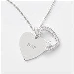 52315 - Engraved Sterling Silver Pave Heart Swing Necklace by Jessie James Decker