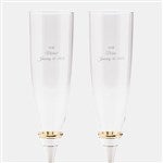 46190 - Engraved Thin Gold Band Champagne Flute Set 