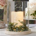 37838 - Elegant Couple Personalized Hurricane with Whitewashed Wood Base