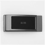 43529 - Engraved Monogram Gunmetal and Black Money Clip