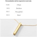 46079 - Engraved Gold Over Sterling Silver Vertical Cube Necklace