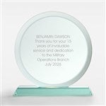 46178 - Engraved Round Jade Glass Award- Medium