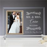 25819 - Laurels of Love Engraved Glass Wedding Picture Frame
