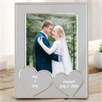 42890 - Engraved Engagement Message Double Hearts Silver Picture Frame