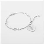 46116 - Engraved Sterling Silver Pave Infinity Station Bracelet