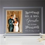 25819 - Laurels of Love Engraved Glass Wedding Picture Frame