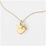 49596 - Engraved Kids Gold/Sterling Silver Heart & Cross Necklace