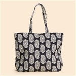 52052 - Vera Bradley Embroidered Iconic Paisley Original Tote-Moonless Night