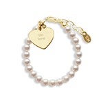 55033 - Engraved Childrens Baptism 14K Gold/Sterling Beaded Bracelet