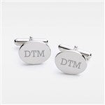 46153 - Engraved Sterling Silver Oval Cuff Links