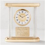 46302 - Engraved Gold and Glass Column Clock