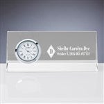 43195 - Engraved Graduation Crystal Desk Clock Name Plate