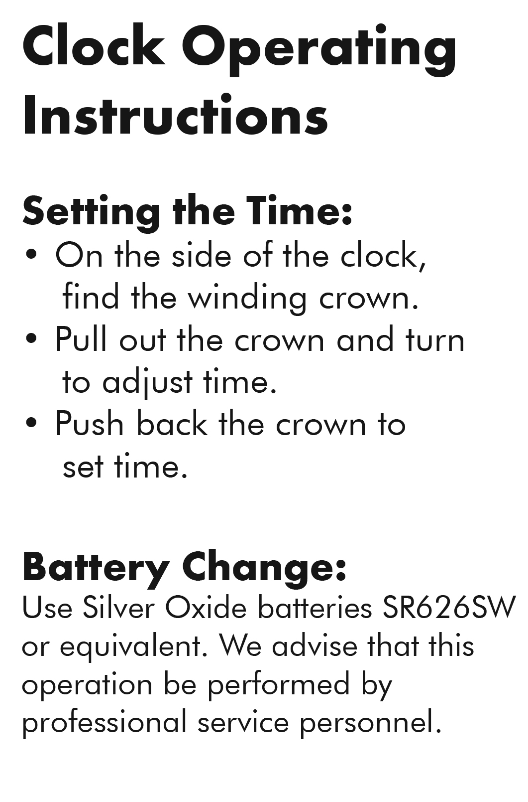 Clock Instructions