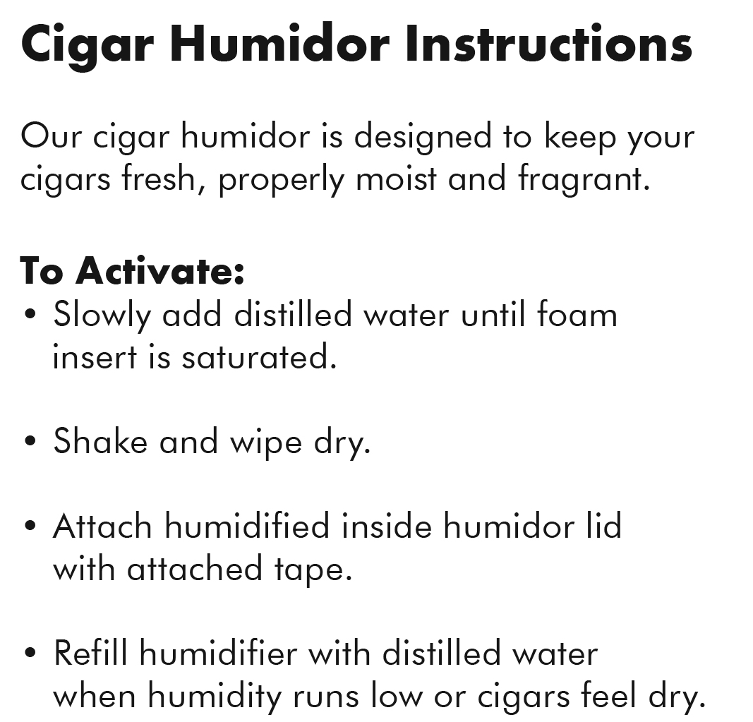 Cigar Humidor Instructions