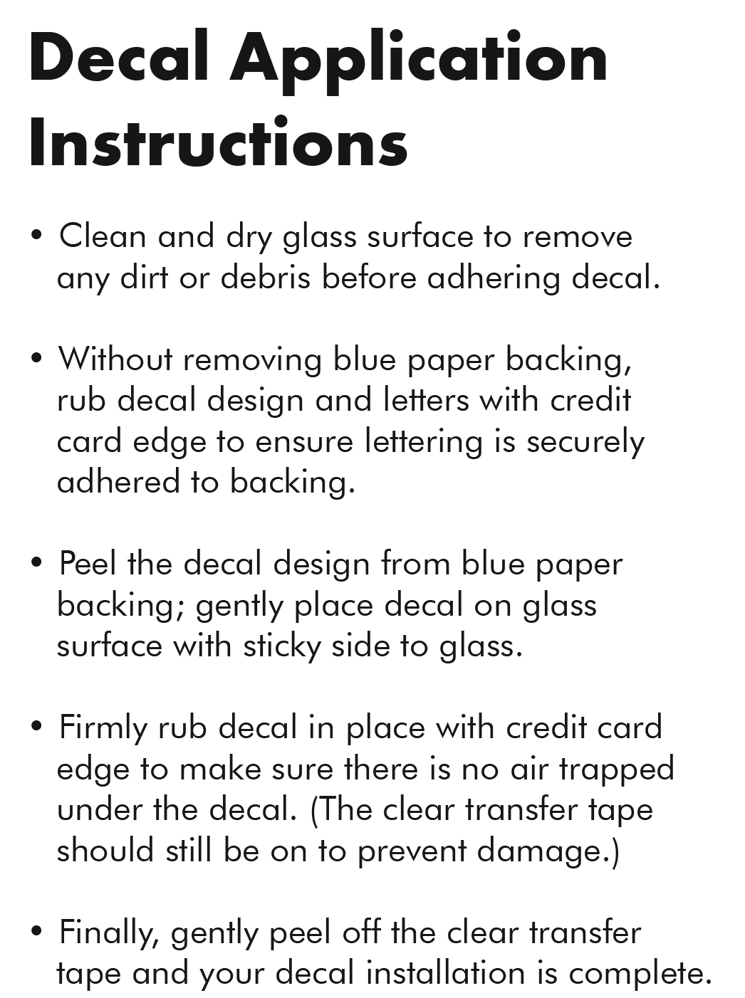 Decal Instructions